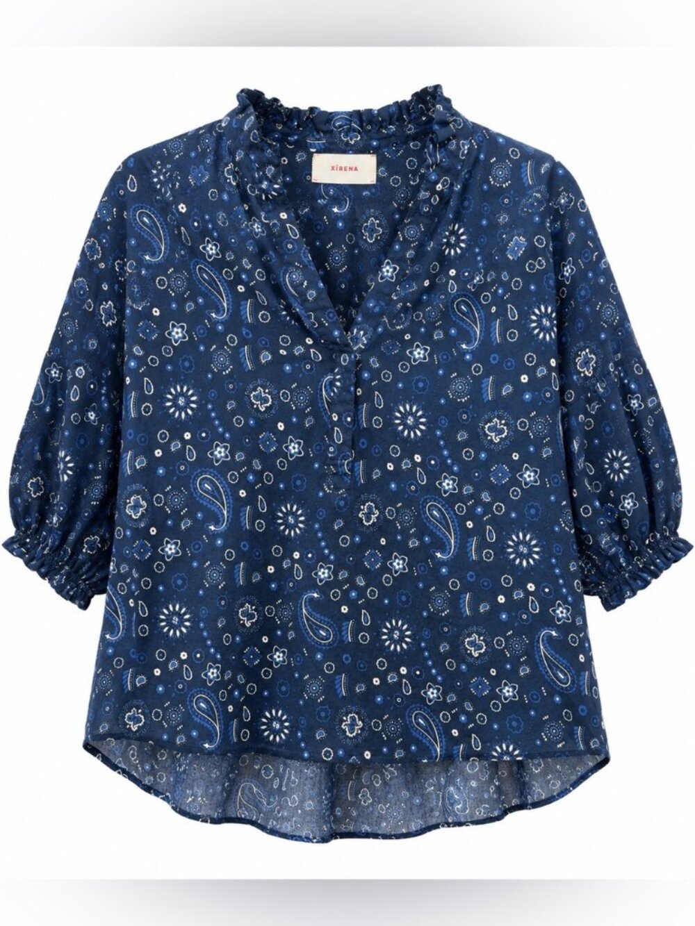 XiRENA Paisley Blouse in Navy Floral size Large (L)